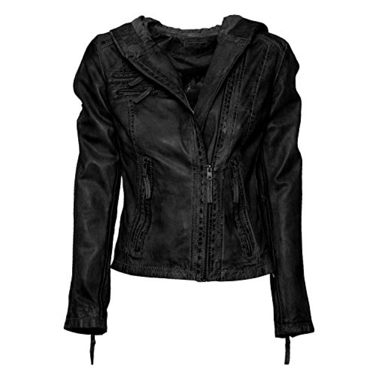 Jacke "Verona" von MaraMahr mit Kapuze aus weichem Lammleder für Damen in schwarz 